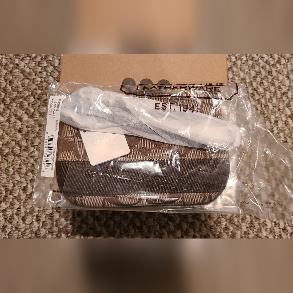 Coach Brown Signature Wristlet NWT